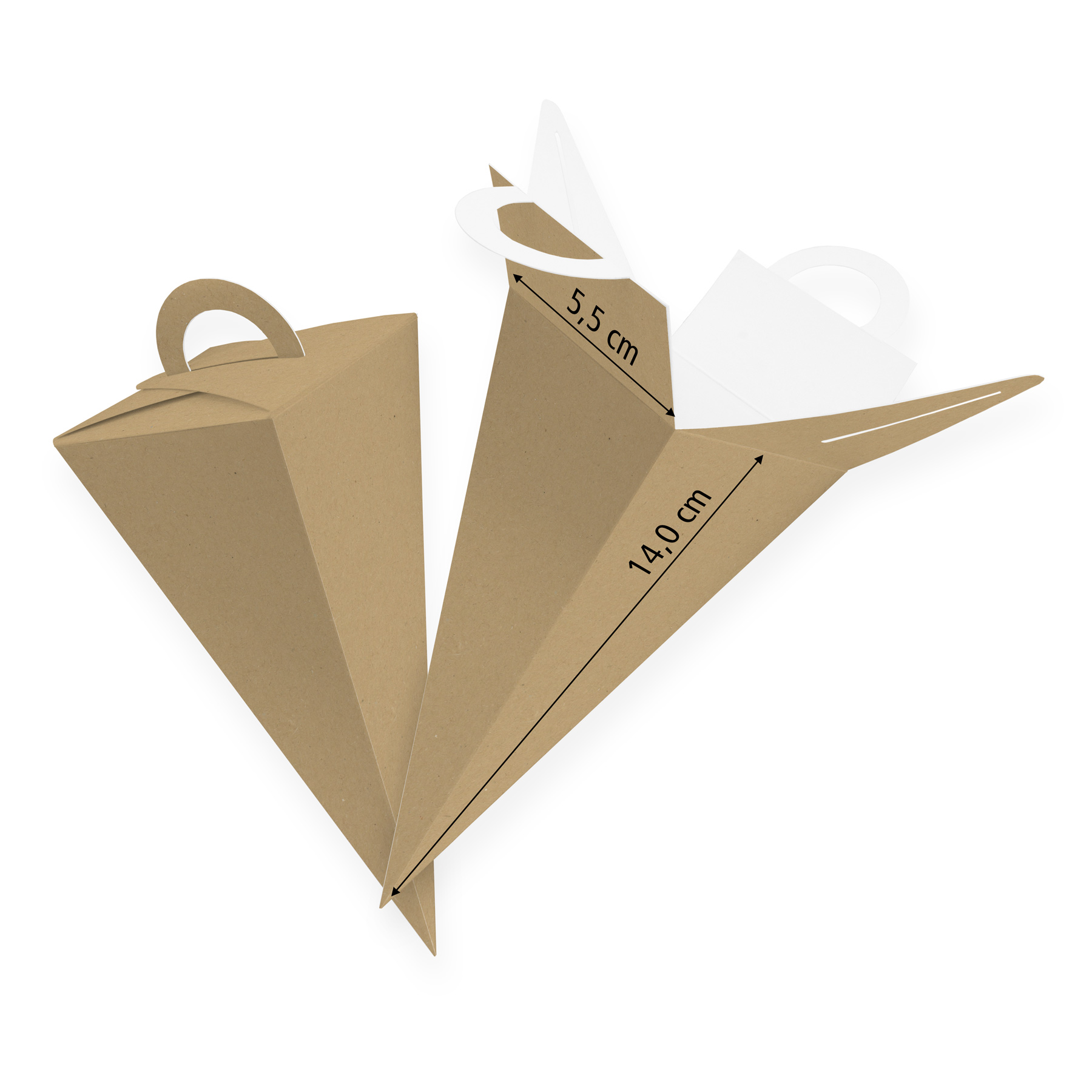 10x itenga Geschenkt�te Schult�te mit Griff 14 cm, Braun