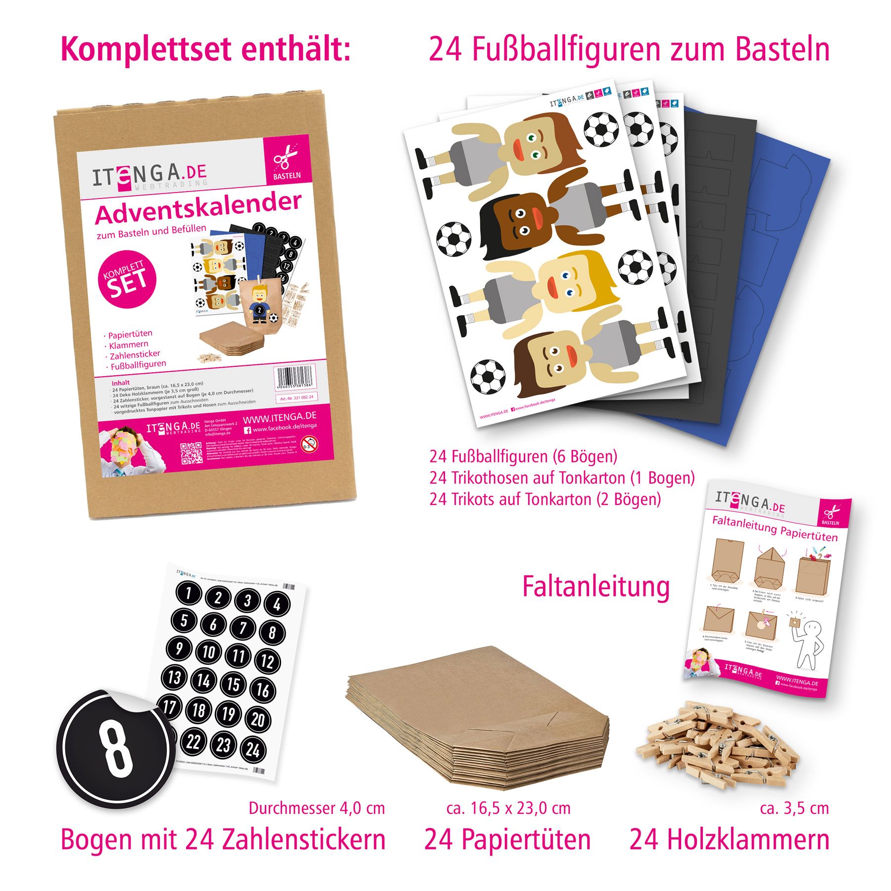 Basteladventskalender Fu�baller Trikot blau Hose schwarz...