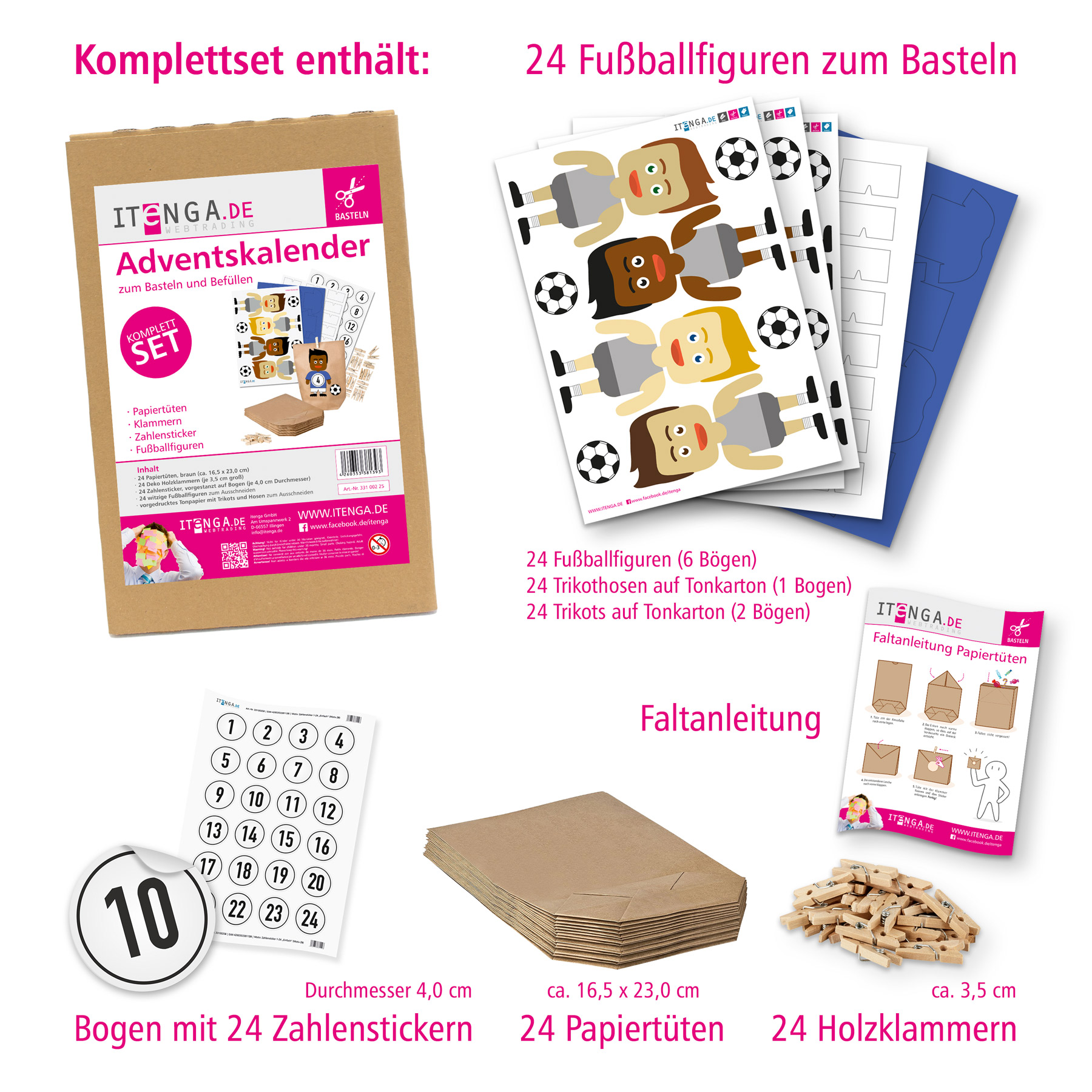 Basteladventskalender Fu�baller Trikot blau Hose wei� +...