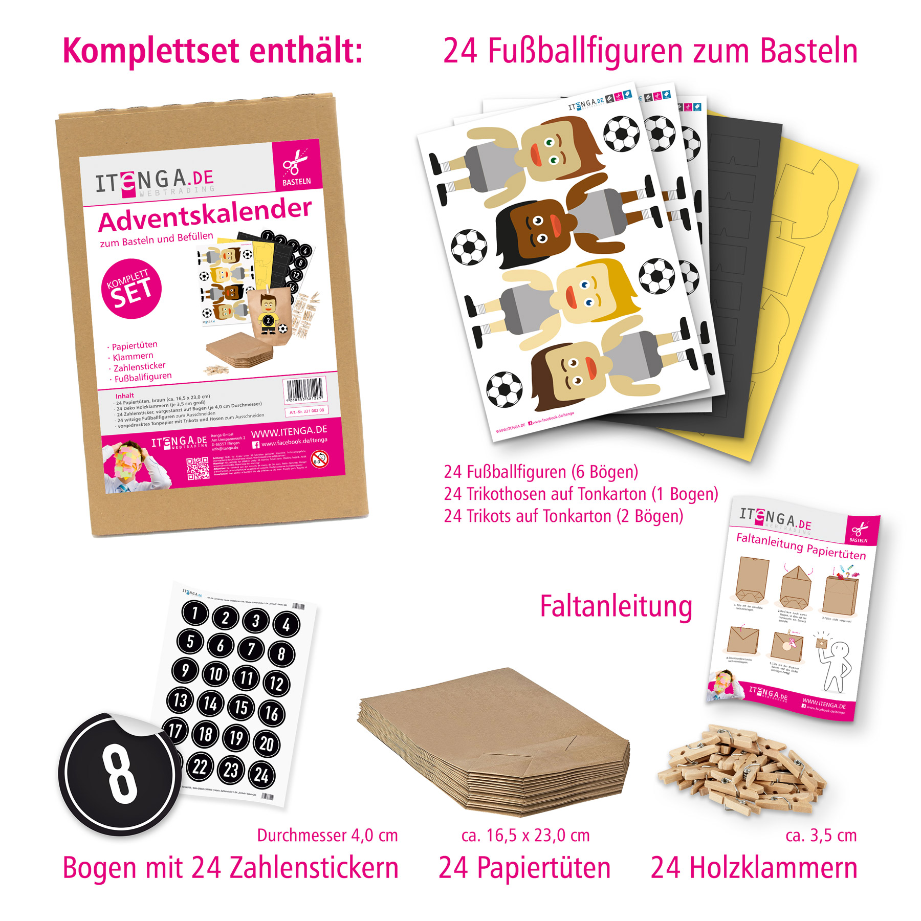 Basteladventskalender Fu�ball gelb schwarz zum Selberbef...