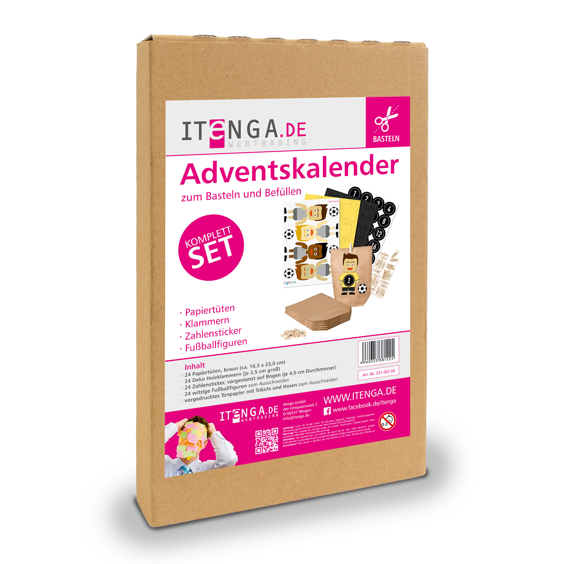 Basteladventskalender Fu�ball gelb schwarz zum Selberbef...