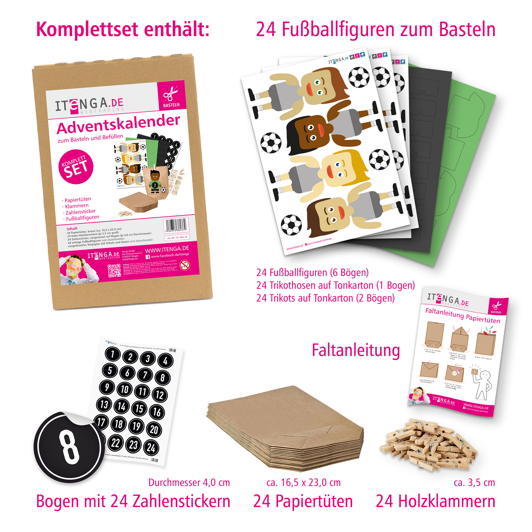 Basteladventskalender Fu�baller Trikot gr�n Hose schwarz...