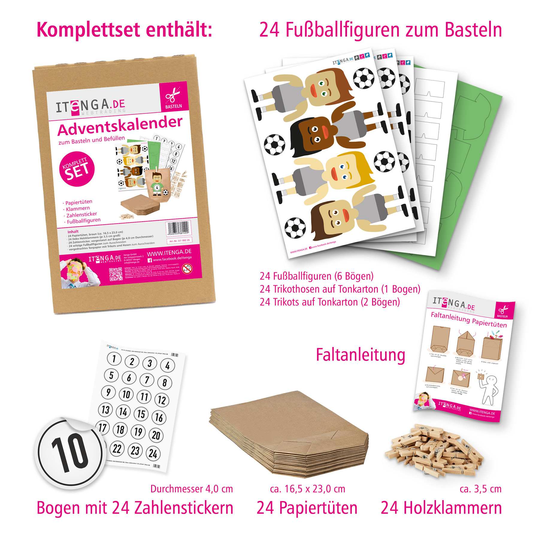 Basteladventskalender Fu�baller Trikot gr�n Hose wei� + ...
