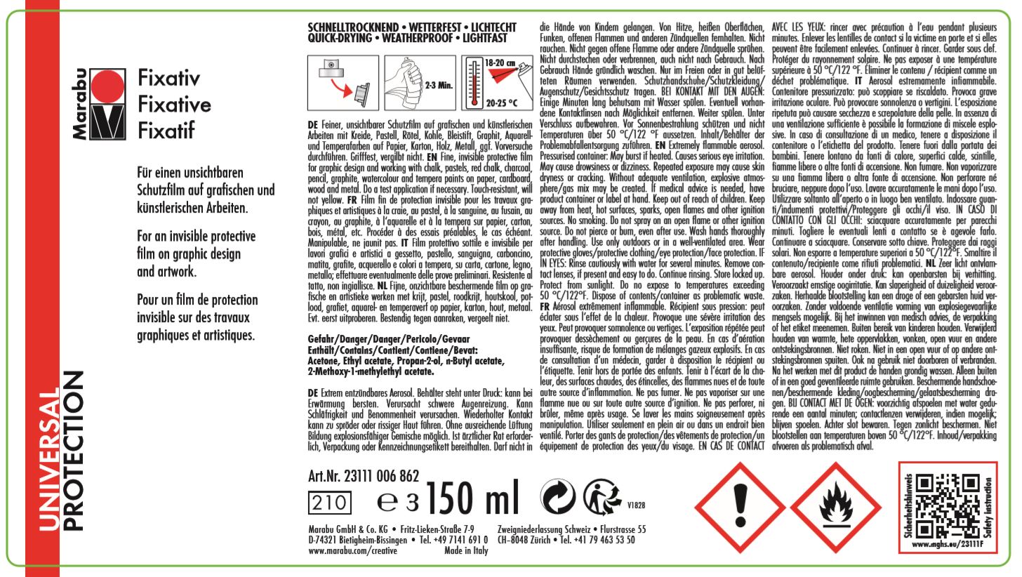 Marabu Spr�hlack Fixativ, 150 ml Dose
