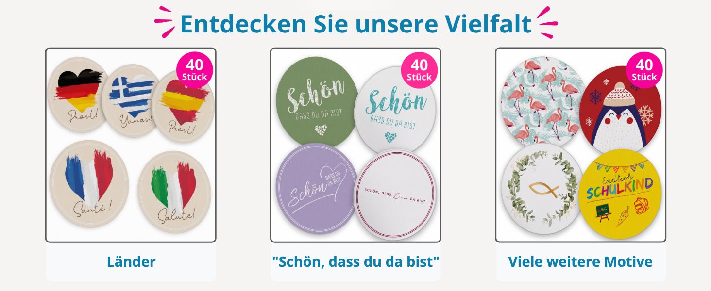 itenga 40x Bierdeckel Untersetzer "Sch�n dass du da bist...