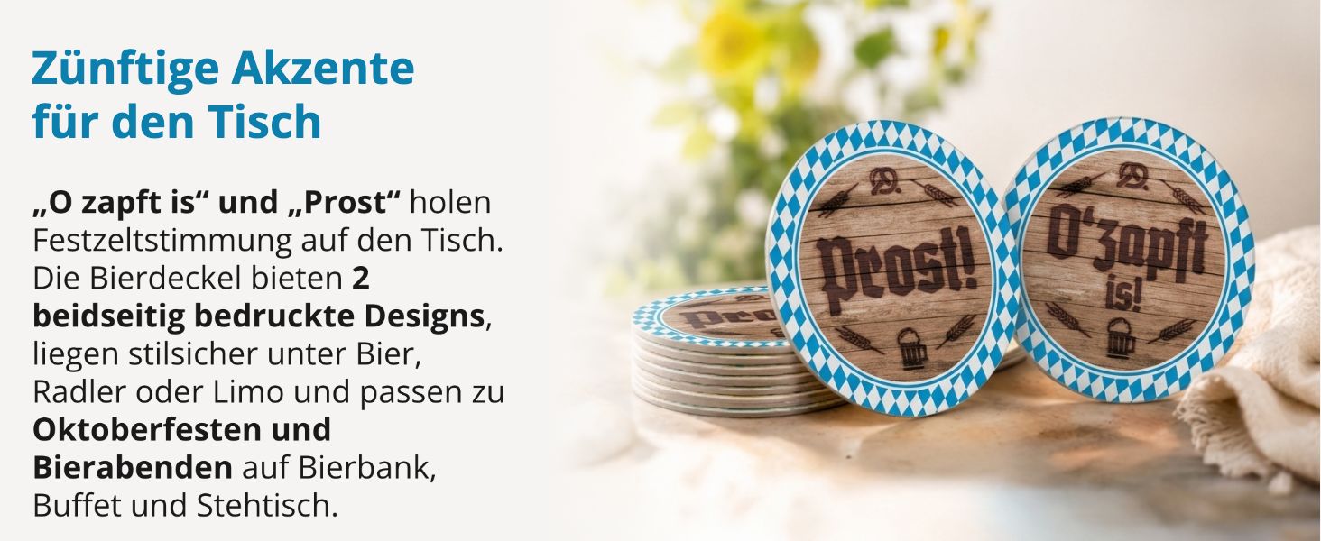 ITENGA 40x Bierdeckel Untersetzer "O zapft is! / Prost" ...