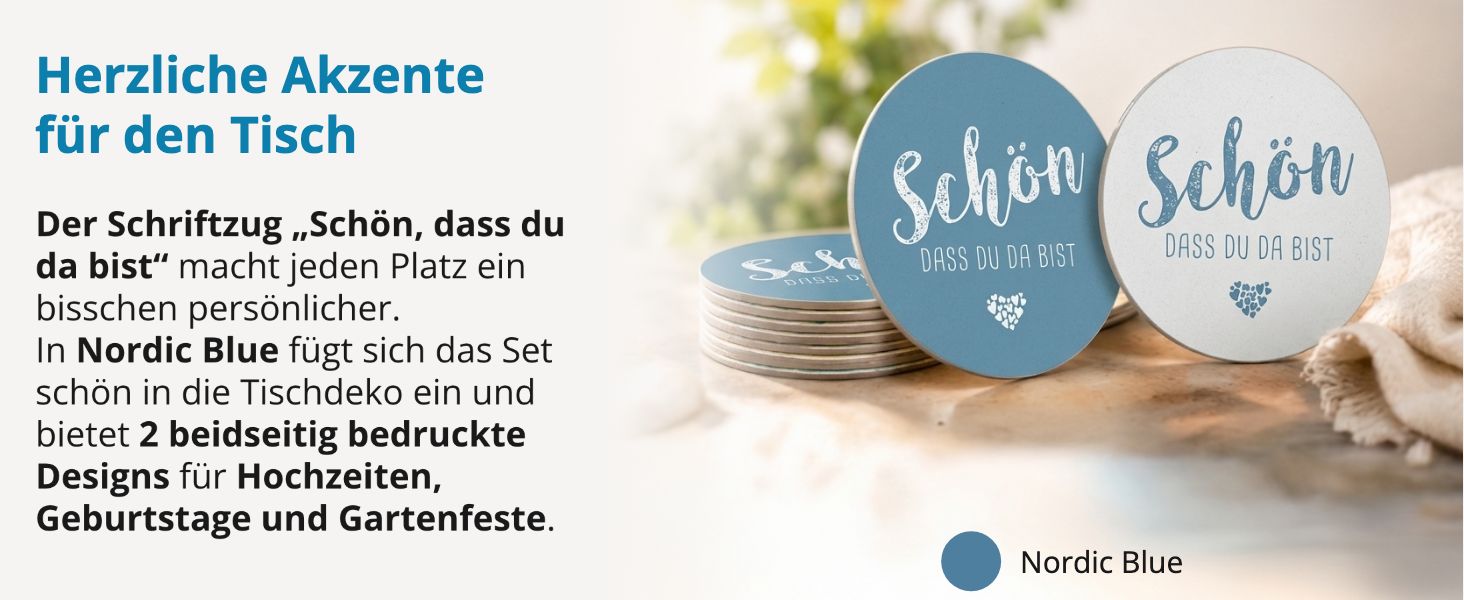 itenga 40x Bierdeckel "Sch�n dass du da bist", nordic bl...