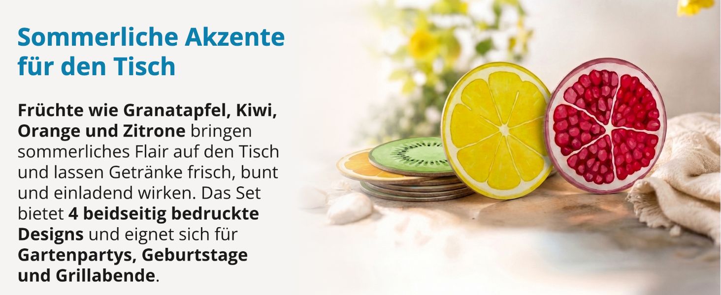 itenga 40x Bierdeckel Fr�chte I Bunt I 4 Motive I Unters...