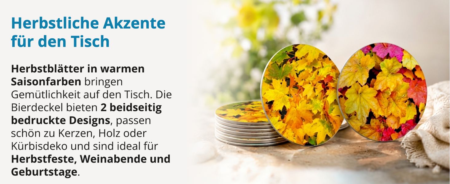 itenga 40x Bierdeckel Herbstbl�tter I Gelb Rot I Unterse...