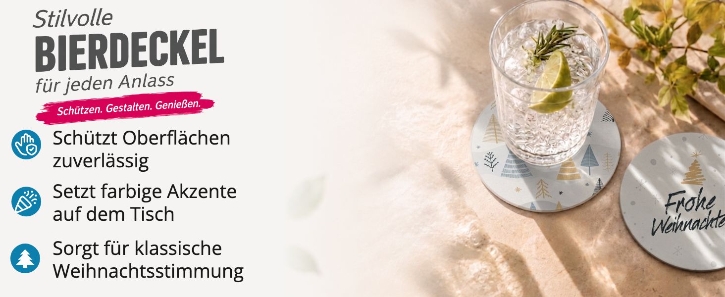 itenga 40x Bierdeckel Tannenb�ume I Frohe Weihnachten I ...