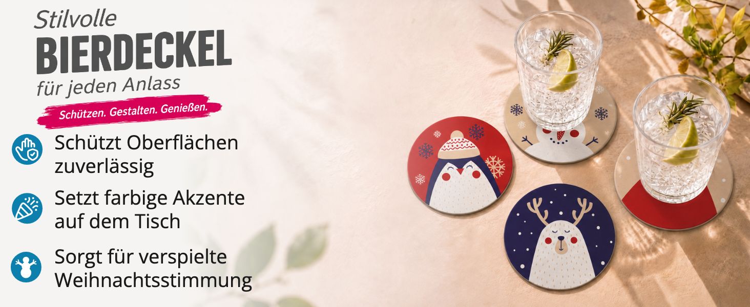 itenga 40x Bierdeckel Weihnachtsfiguren I Weihnachten I ...