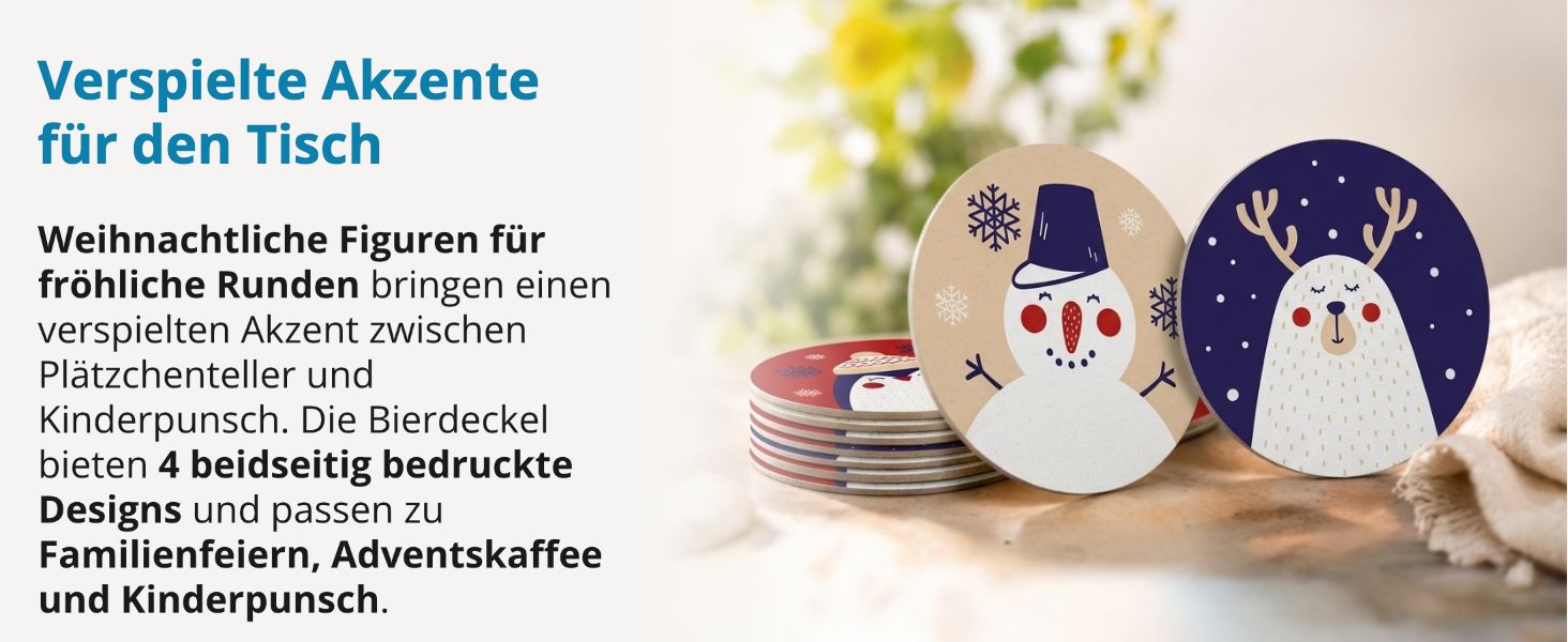 itenga 40x Bierdeckel Weihnachtsfiguren I Weihnachten I ...