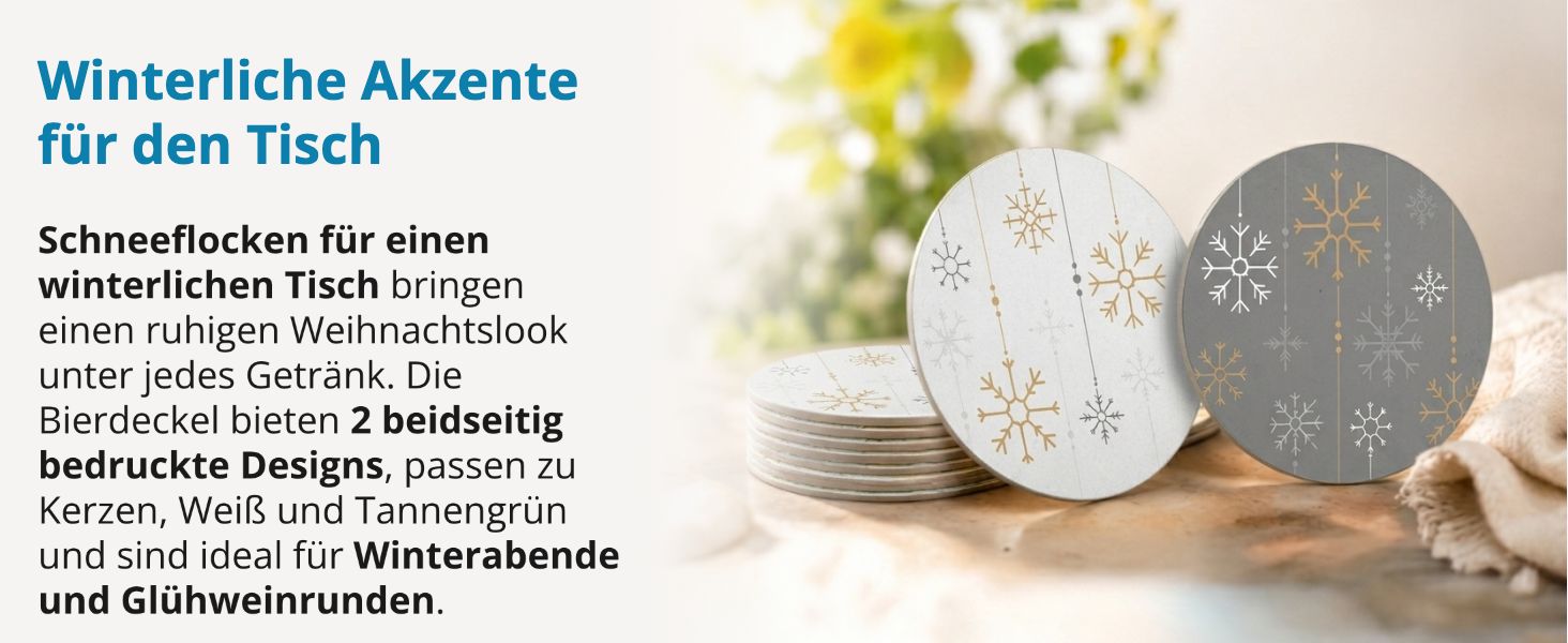 itenga 40x Bierdeckel Schneeflocken I Weihnachten I Unte...