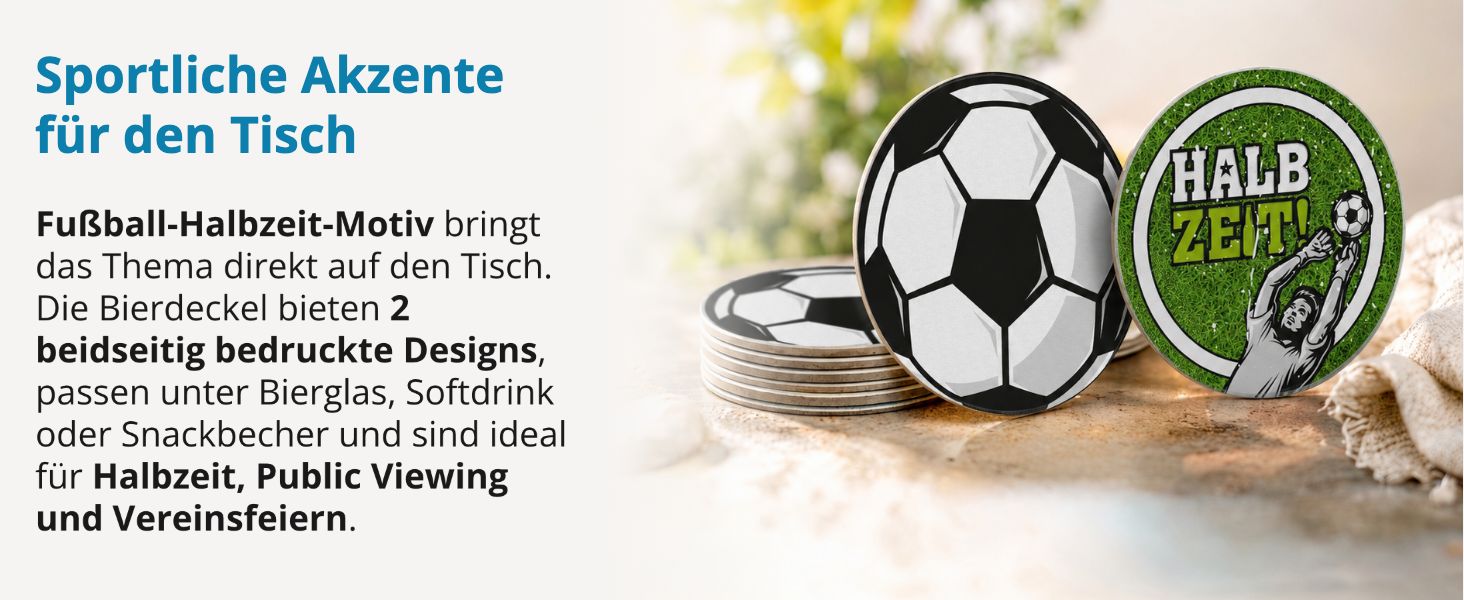 itenga 40x Bierdeckel Fu�ball Halbzeit Untersetzer rund