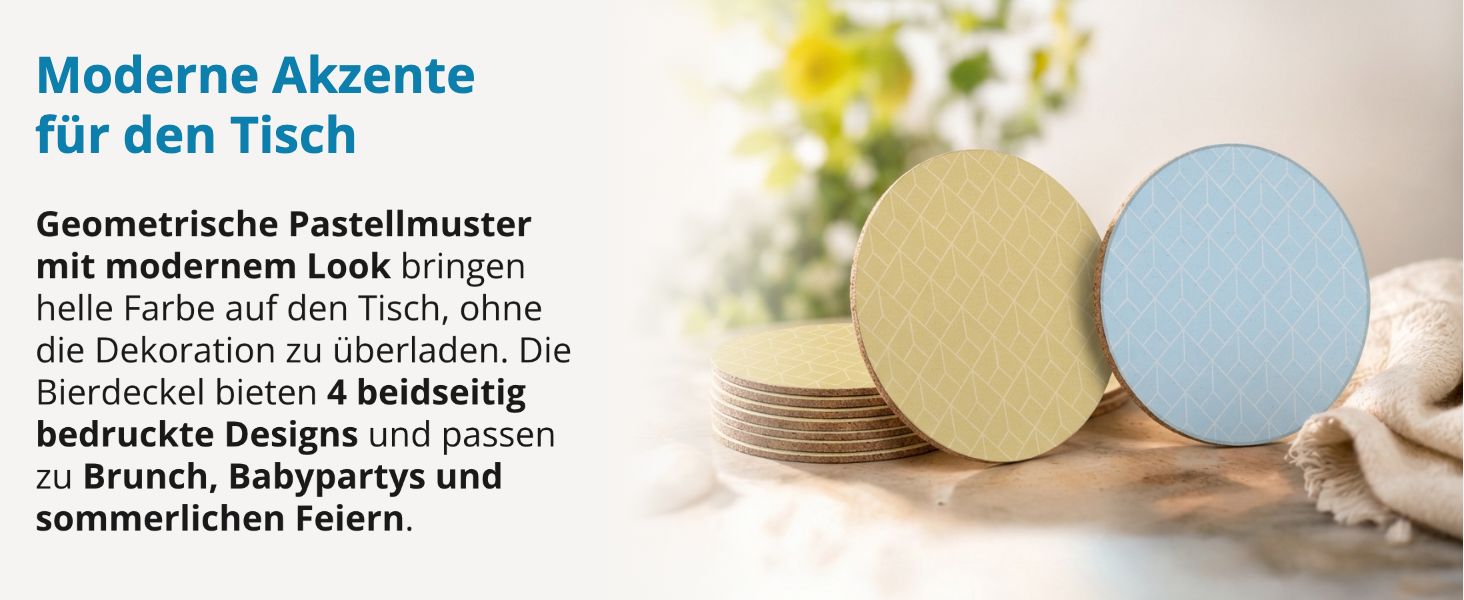 itenga 40x Bierdeckel rund Geometrie Pastell Muster Unte...