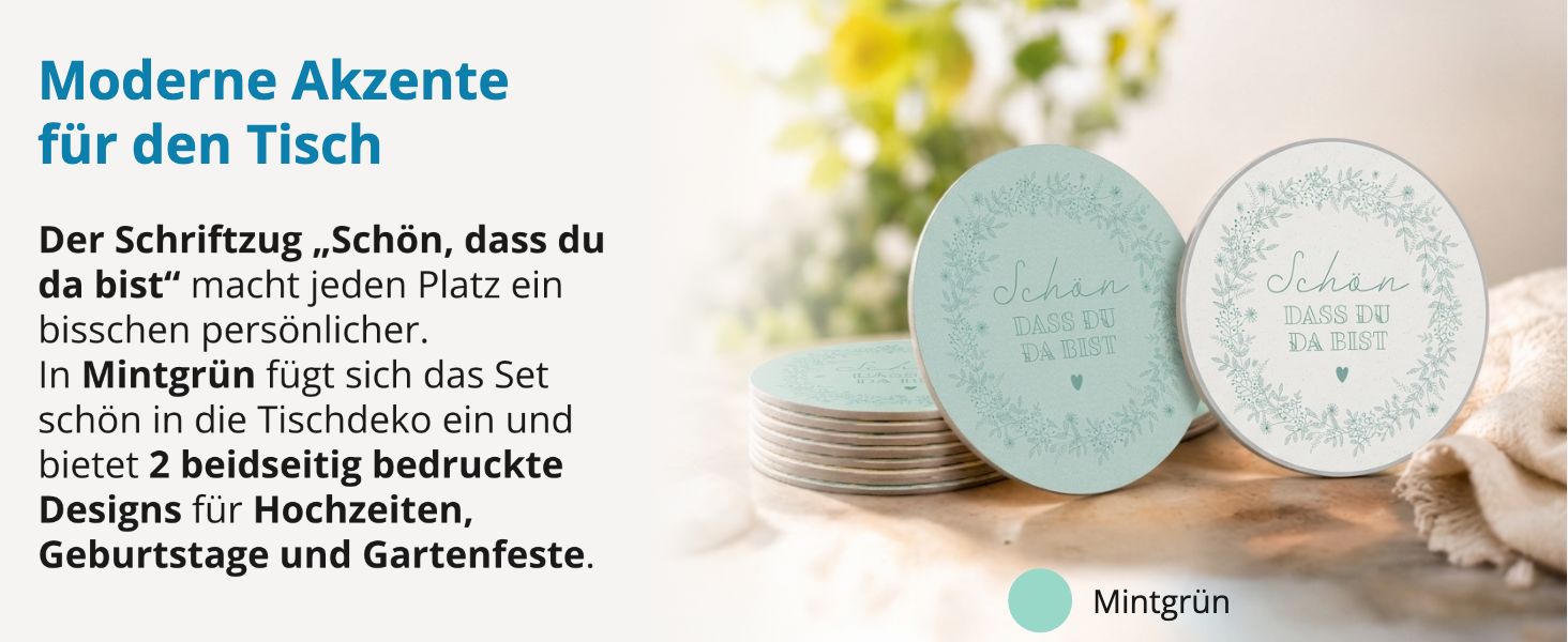 itenga 40x Bierdeckel rund Sch�n dass du da bist pastell...