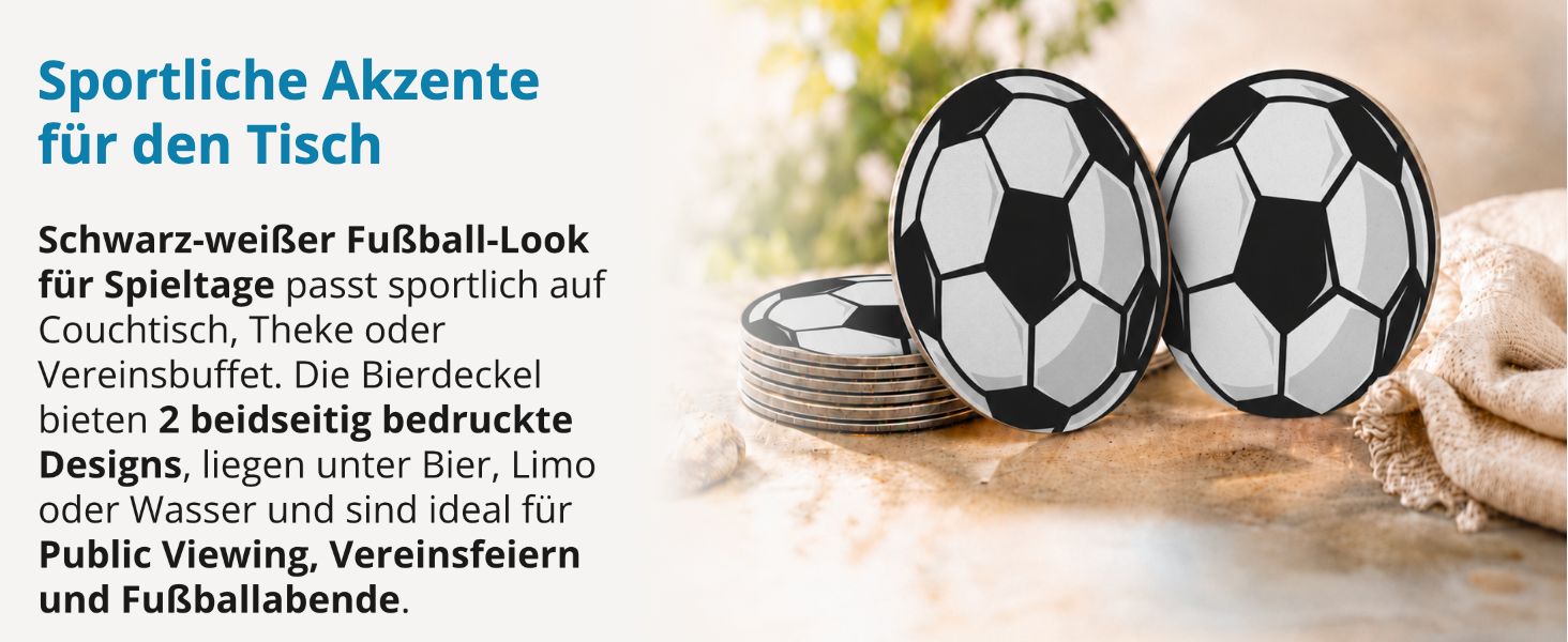 itenga 40x Bierdeckel Fu�ball schwarz weiss Untersetzer ...
