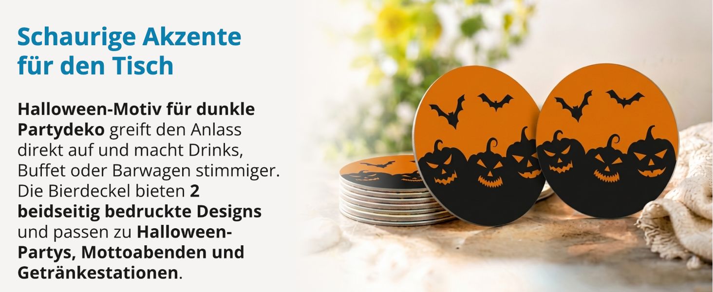 itenga 40x Bierdeckel rund Halloween