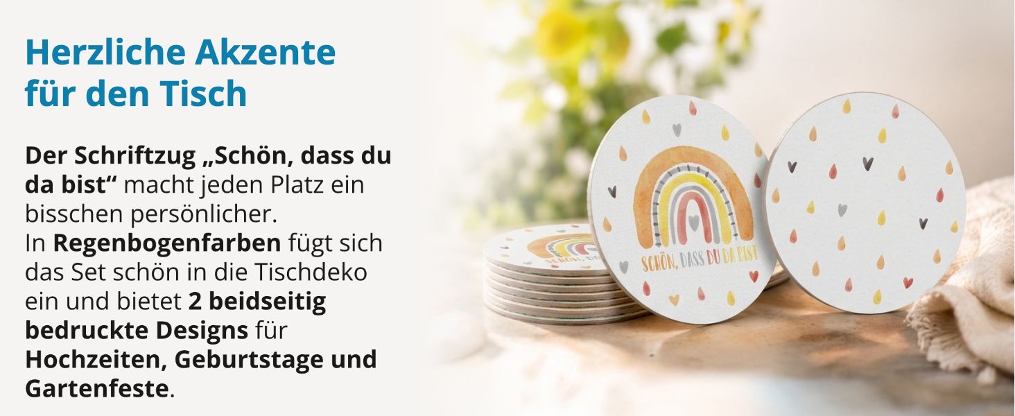 itenga 40x Bierdeckel Untersetzer "Sch�n dass du da bist...