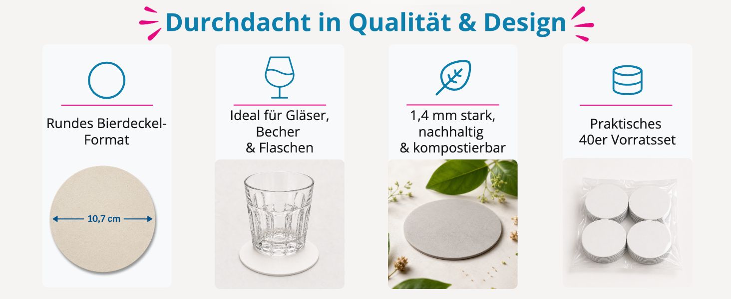 itenga 40x Bierdeckel Untersetzer "Sch�n dass du da bist...