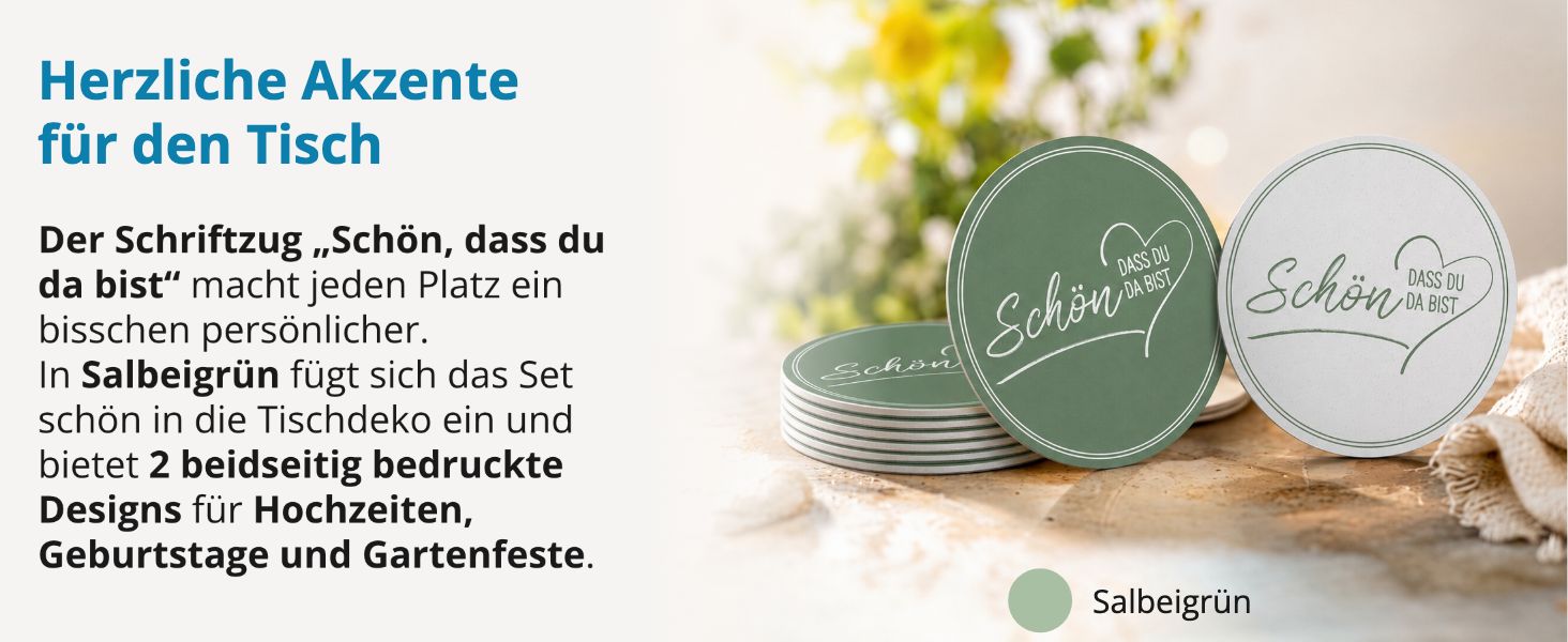 ITENGA 40x Bierdeckel rund Sch�n dass du da bist V2 salb...