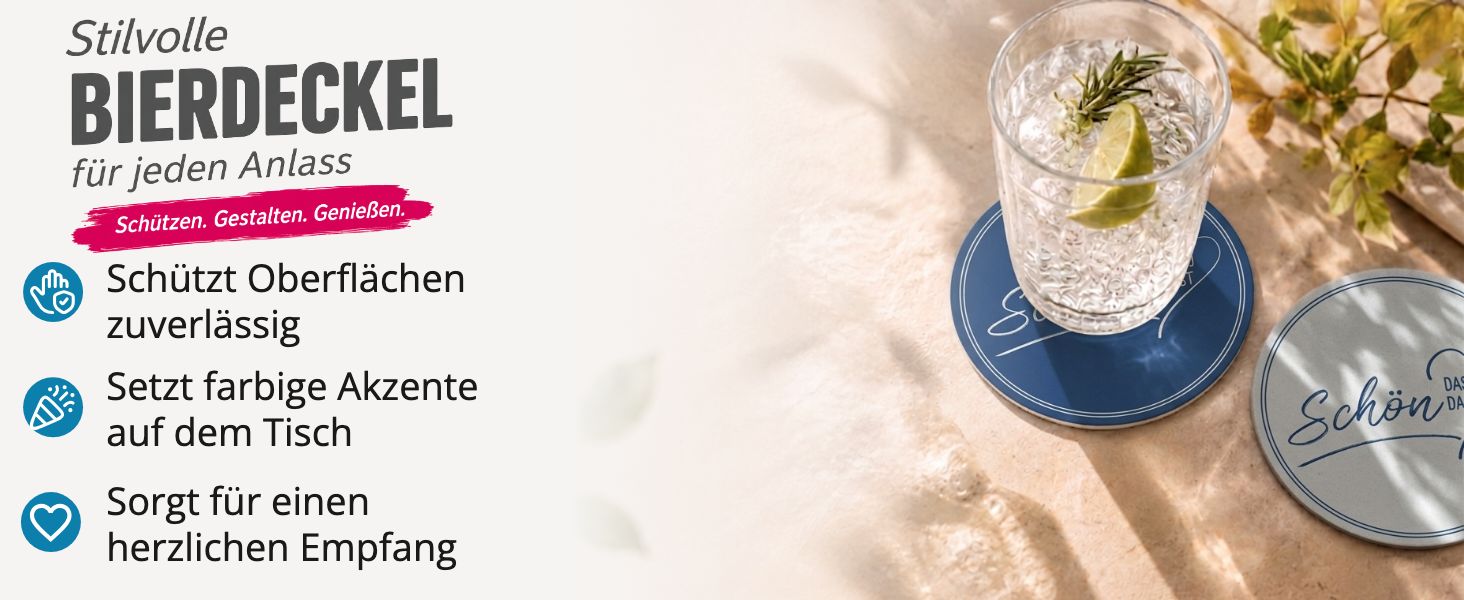 ITENGA 40x Bierdeckel rund Sch�n dass du da bist V2 dunk...