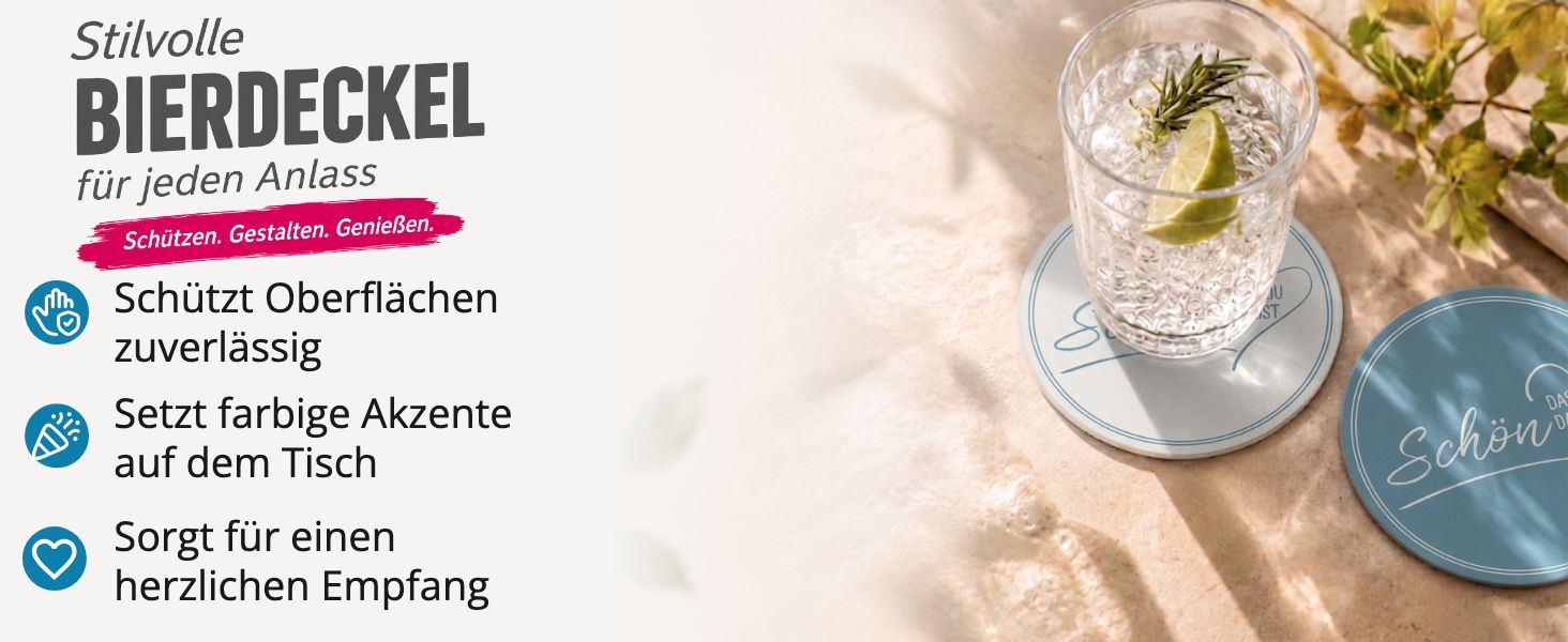 ITENGA 40x Bierdeckel rund Sch�n dass du da bist V2 nord...