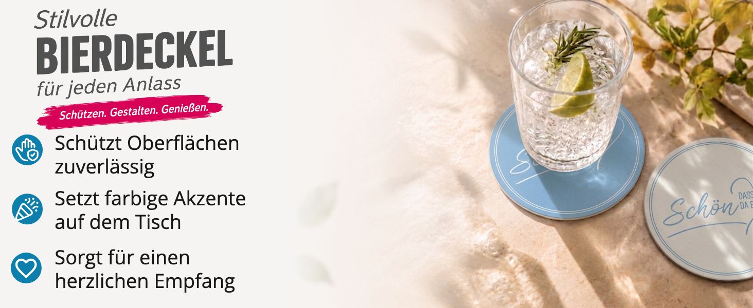 ITENGA 40x Bierdeckel rund Sch�n dass du da bist V2 hell...