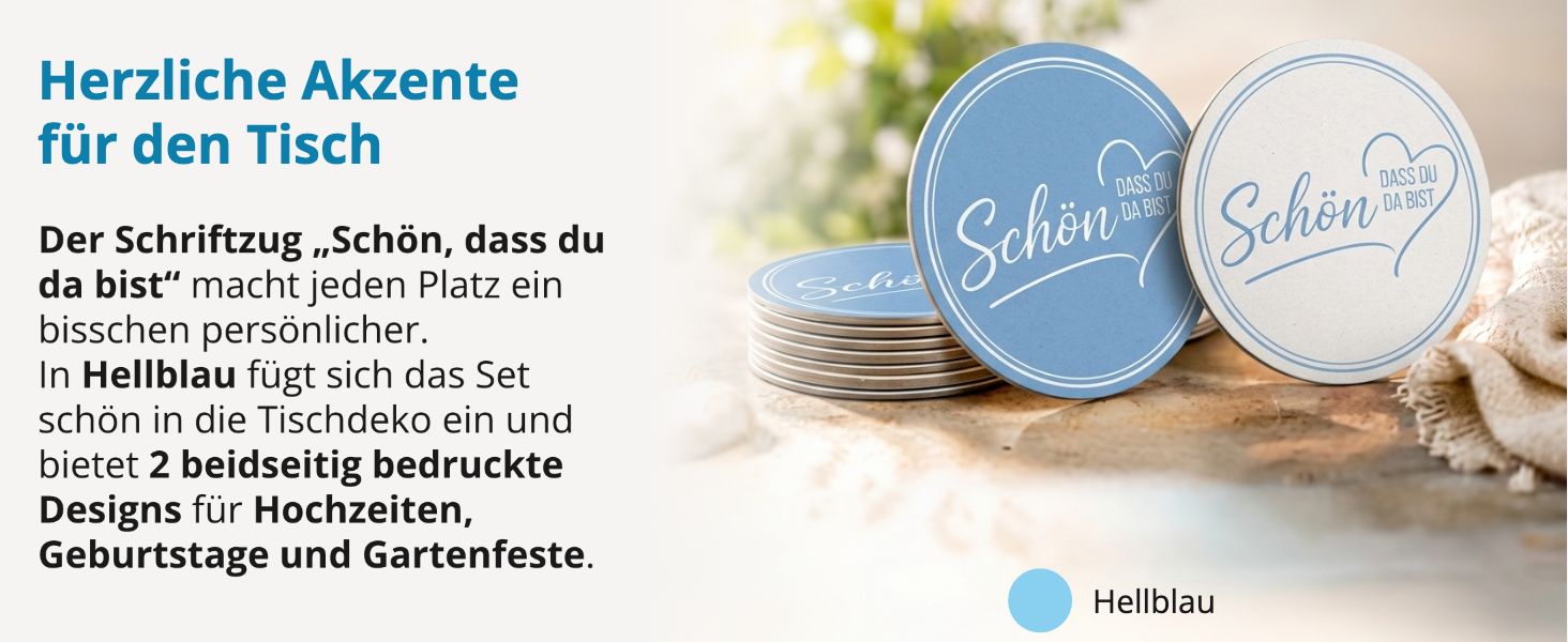 ITENGA 40x Bierdeckel rund Sch�n dass du da bist V2 hell...