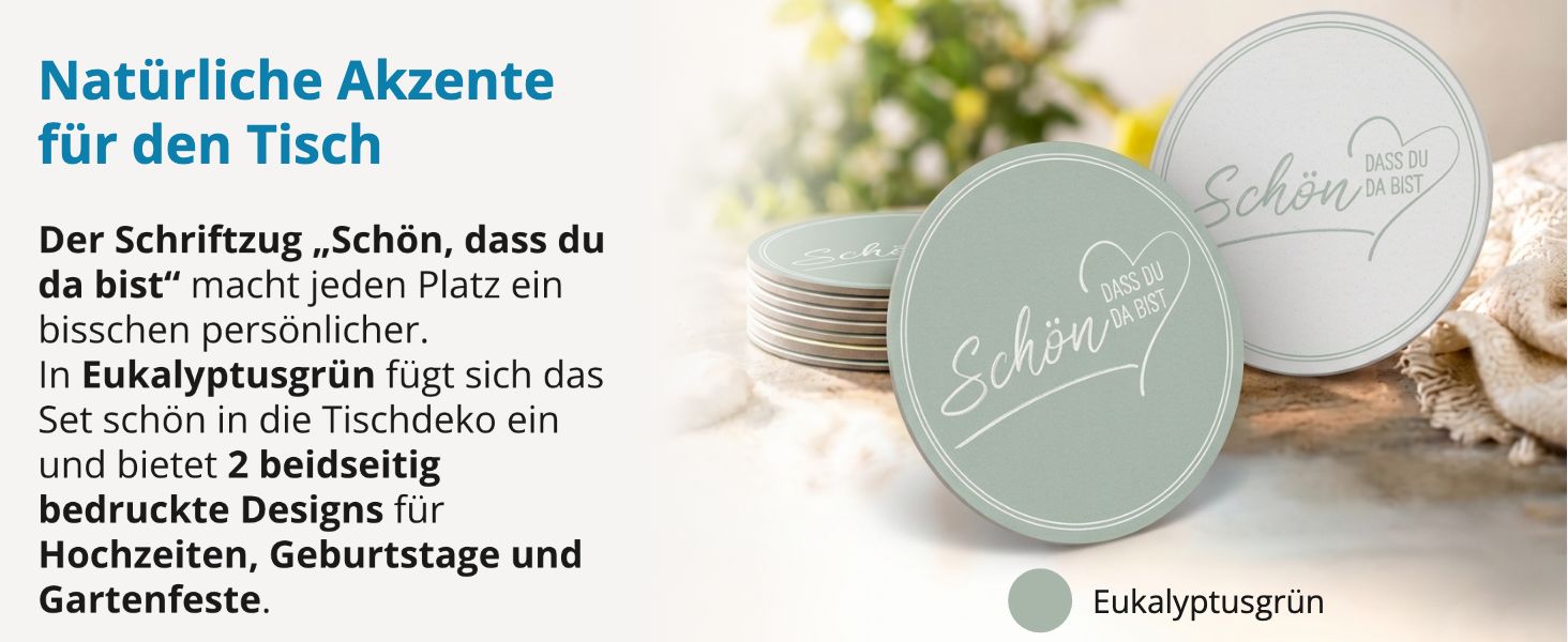 ITENGA 40x Bierdeckel rund Sch�n dass du da bist V2 euka...