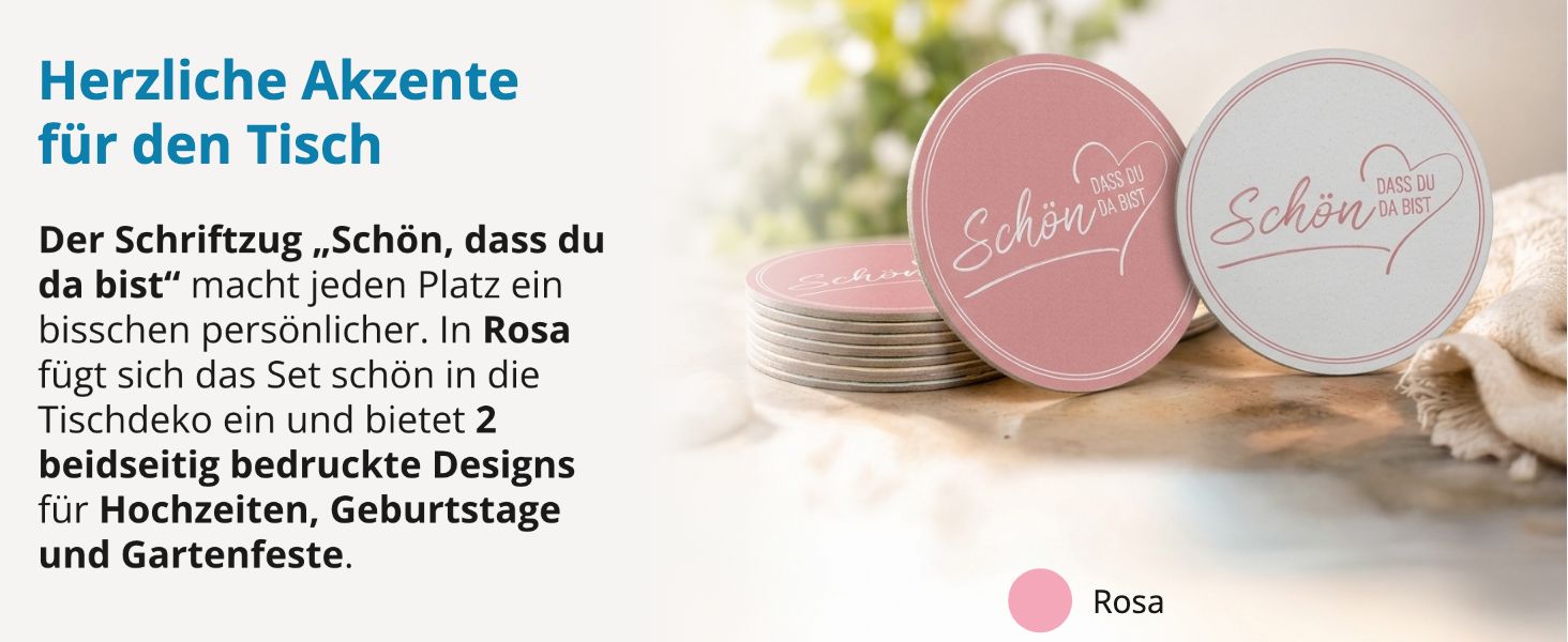 ITENGA 40x Bierdeckel rund Sch�n dass du da bist V2 rosa