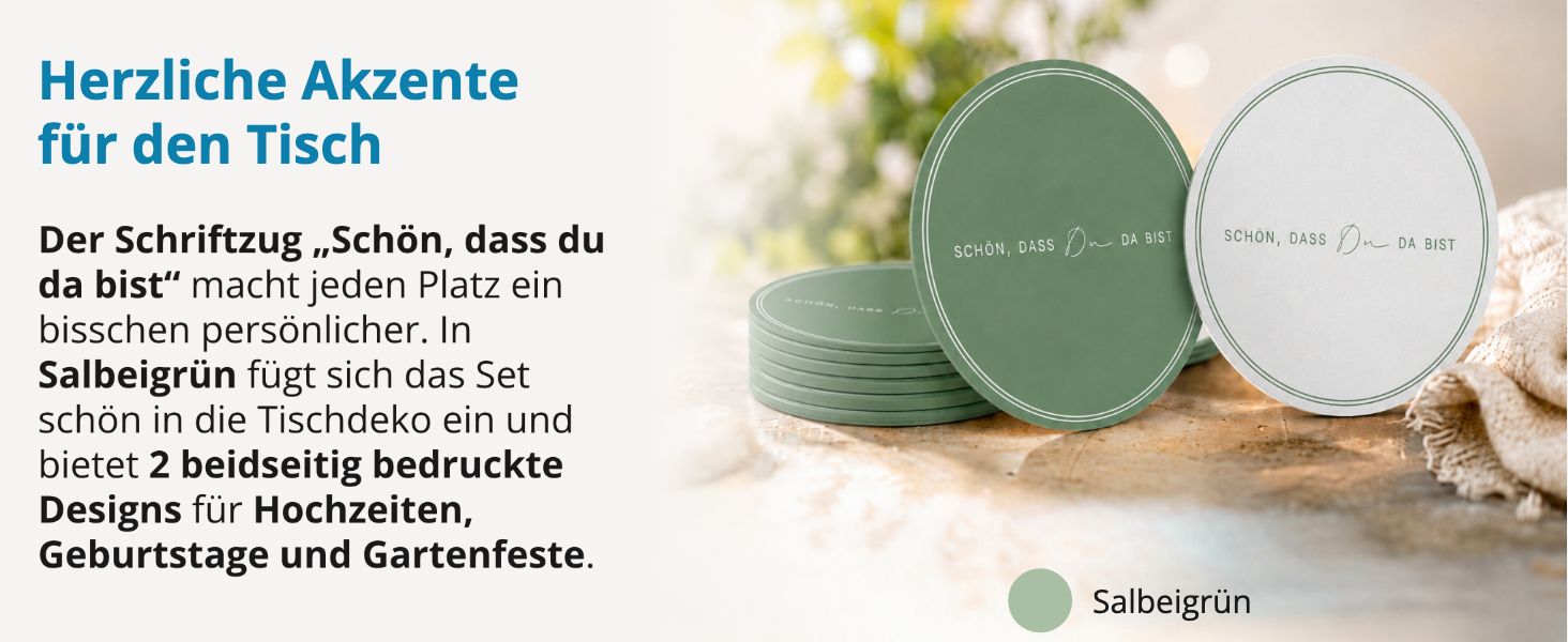 ITENGA 40x Bierdeckel rund Sch�n dass du da bist V3 salb...