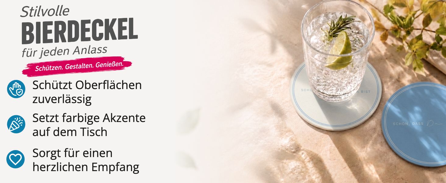 ITENGA 40x Bierdeckel rund Sch�n dass du da bist V3 hell...