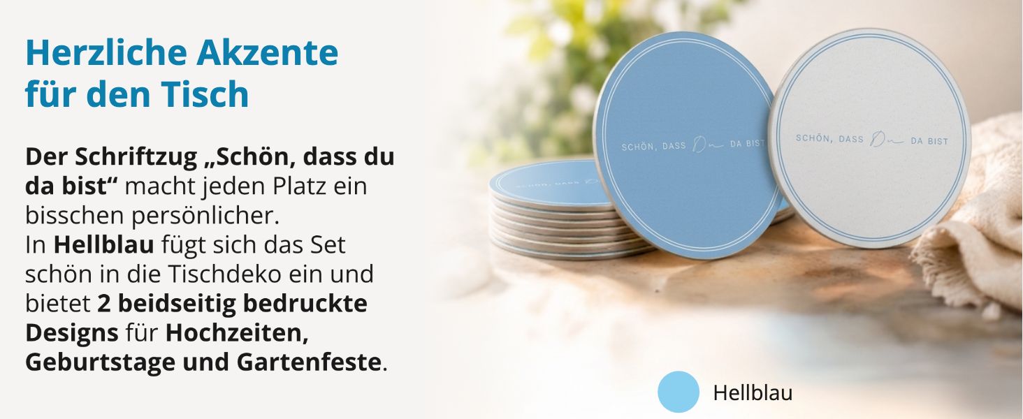 ITENGA 40x Bierdeckel rund Sch�n dass du da bist V3 hell...