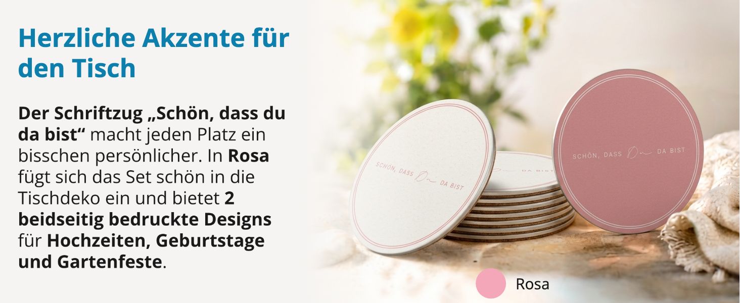 ITENGA 40x Bierdeckel rund Sch�n dass du da bist V3 rosa