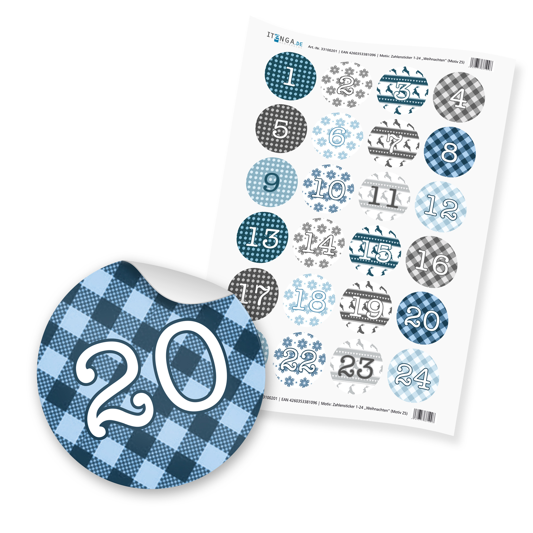 Basteladventskalender Set - Set 5 Weihnachten Sticker in...