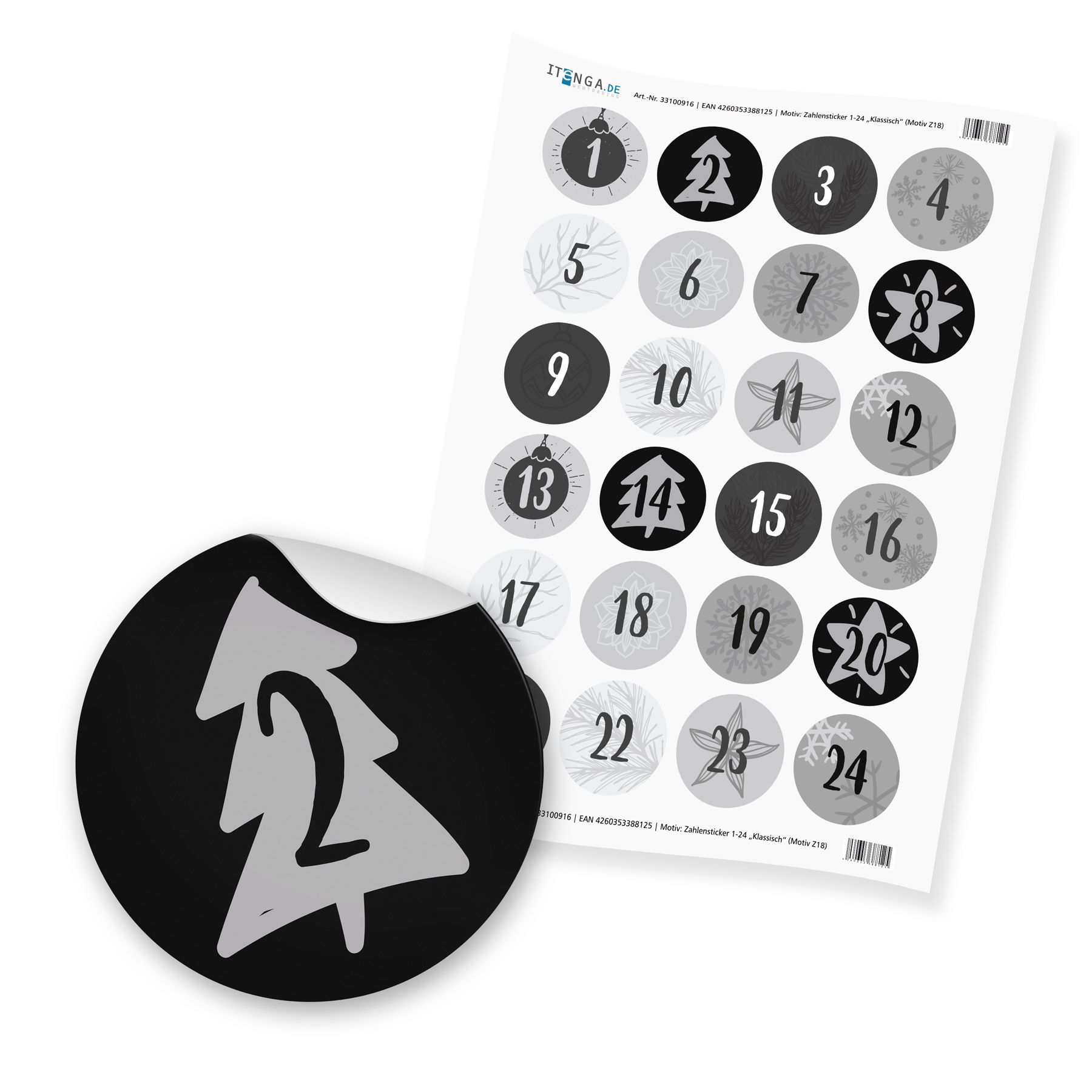 Adventskalender Set 18 Geschenkt�ten + Klammern + Sticker