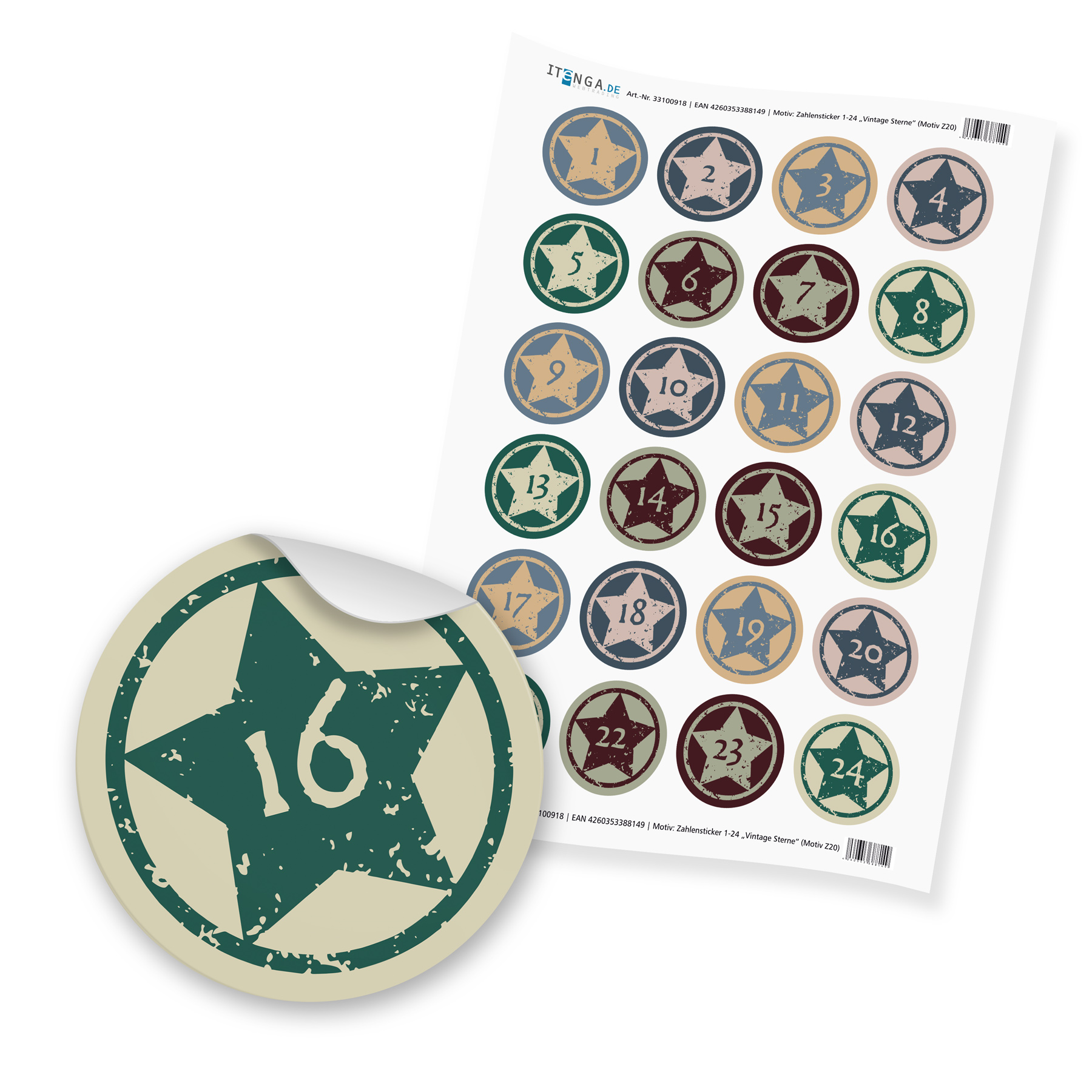 Adventskalender Set 20 Geschenkt�ten + Klammern + Sticker