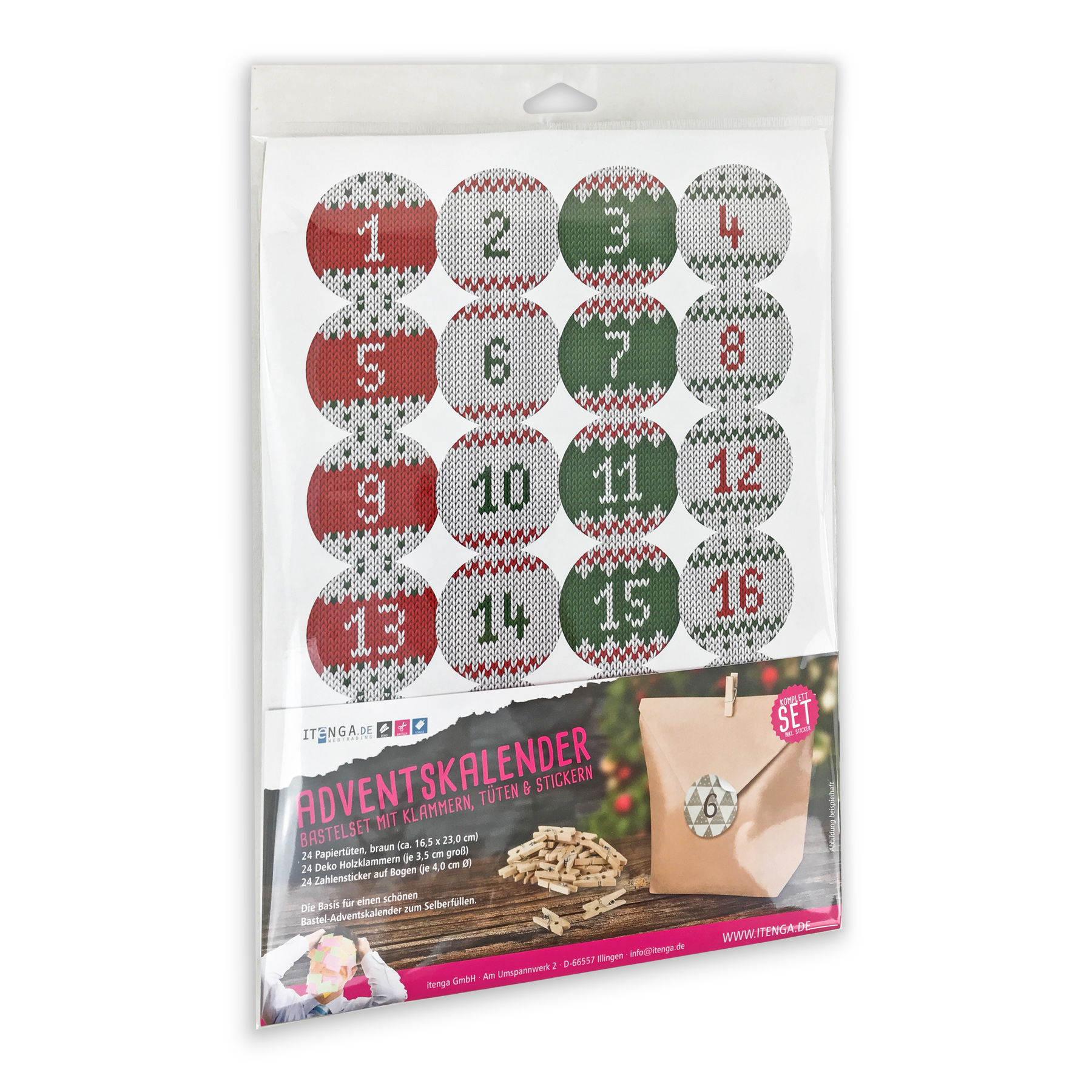 Adventskalender Set 28 Geschenkt�ten Klammern + Sticker ...
