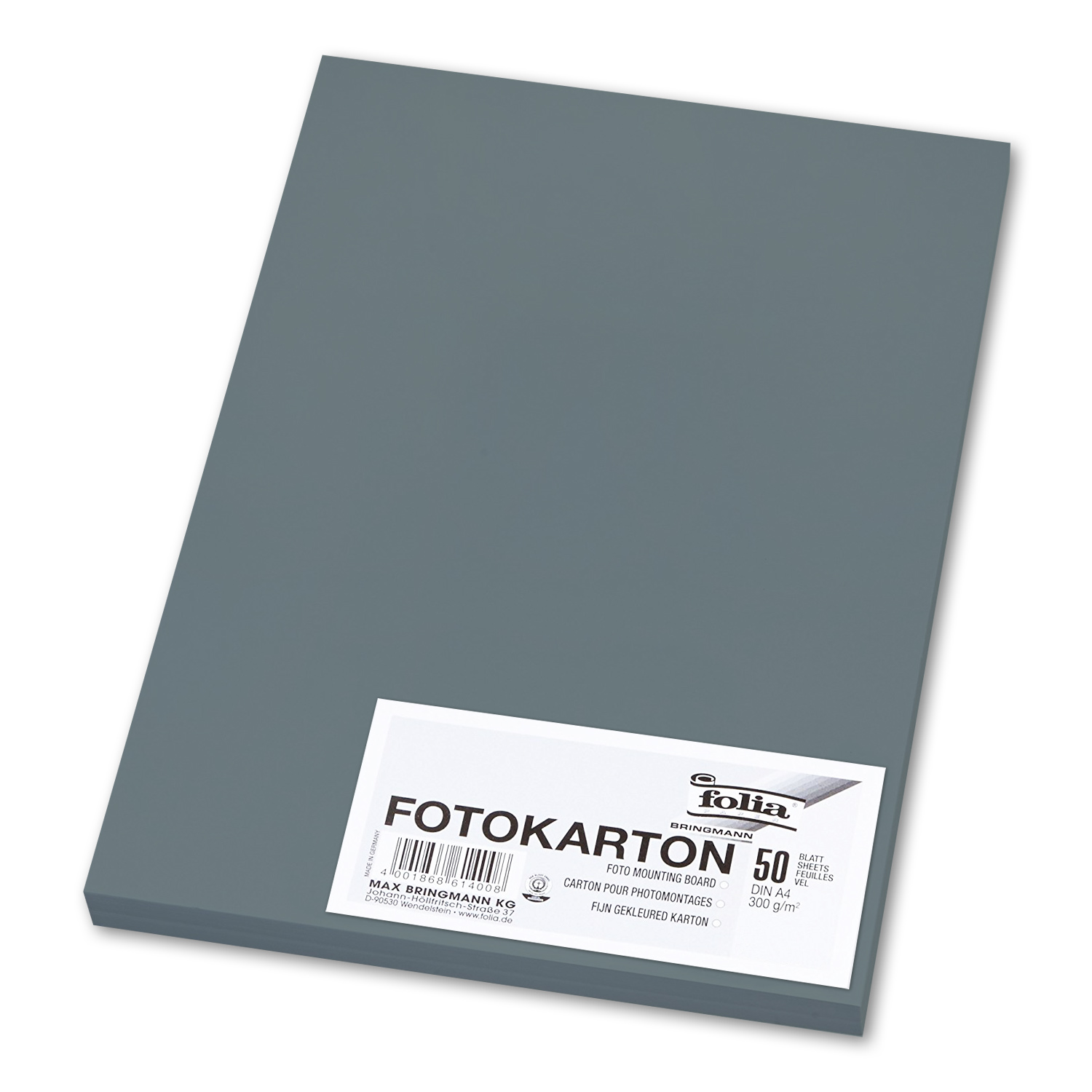 #50xfolia Fotokarton, DIN A4, 300 g/qm, steingrau
