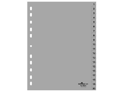 DURABLE Kunststoff-Register Zahlen A4, 20-teilig, 1 - 20