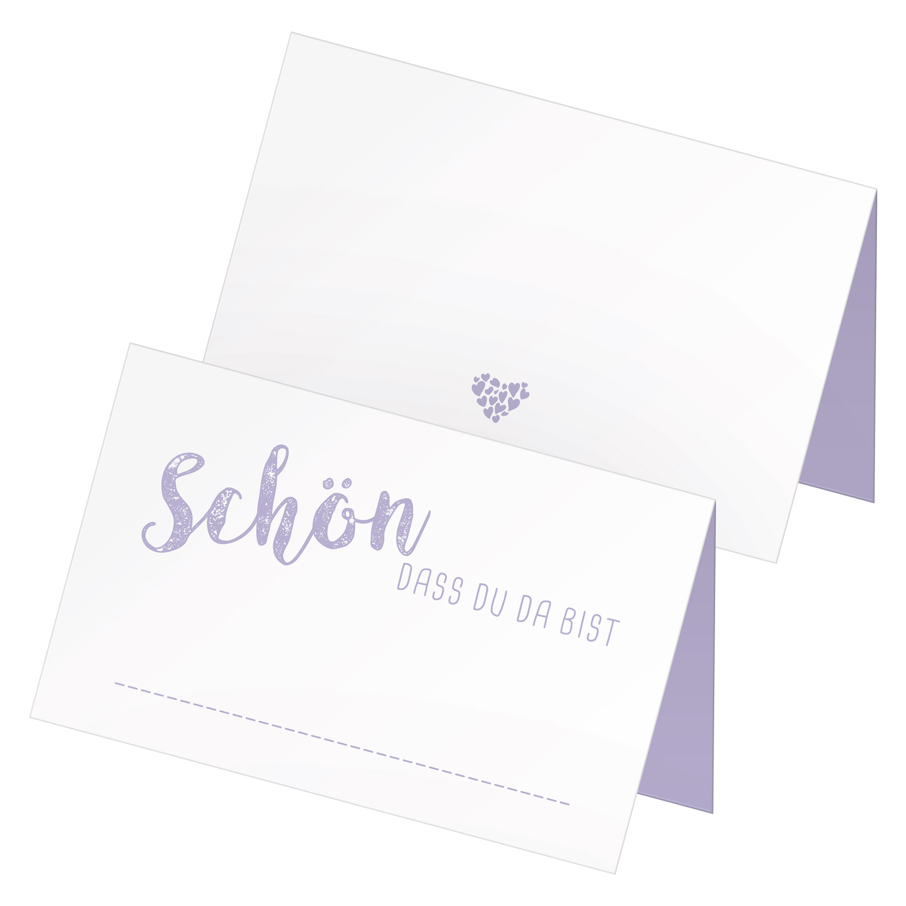 itenga 48x Tischkarten "Sch�n dass du da bist" lila flie...