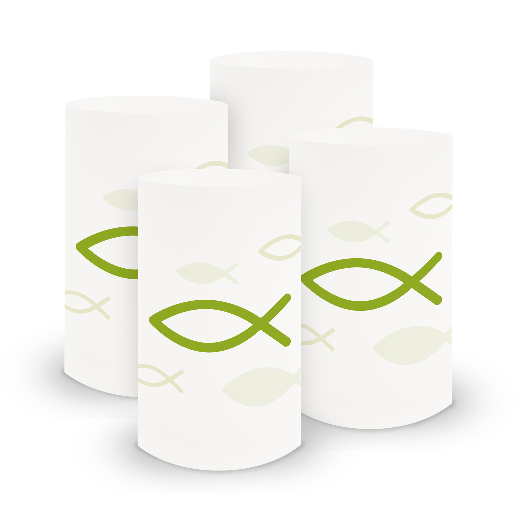 itenga 6x Windlicht + 40x Servietten - Fisch - wei� fr�h...