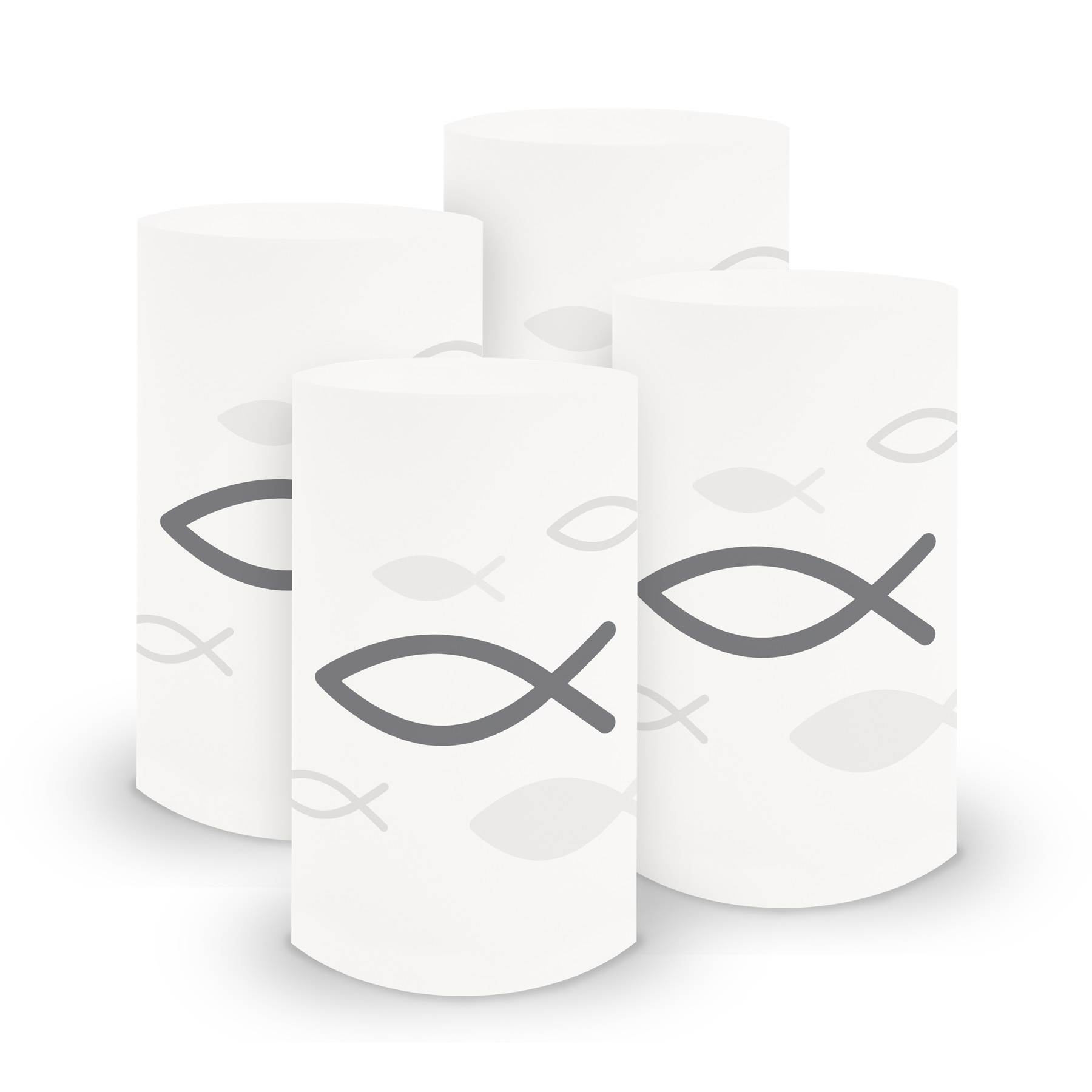 itenga 6x Windlicht + 40x Servietten - Fisch - taubengra...