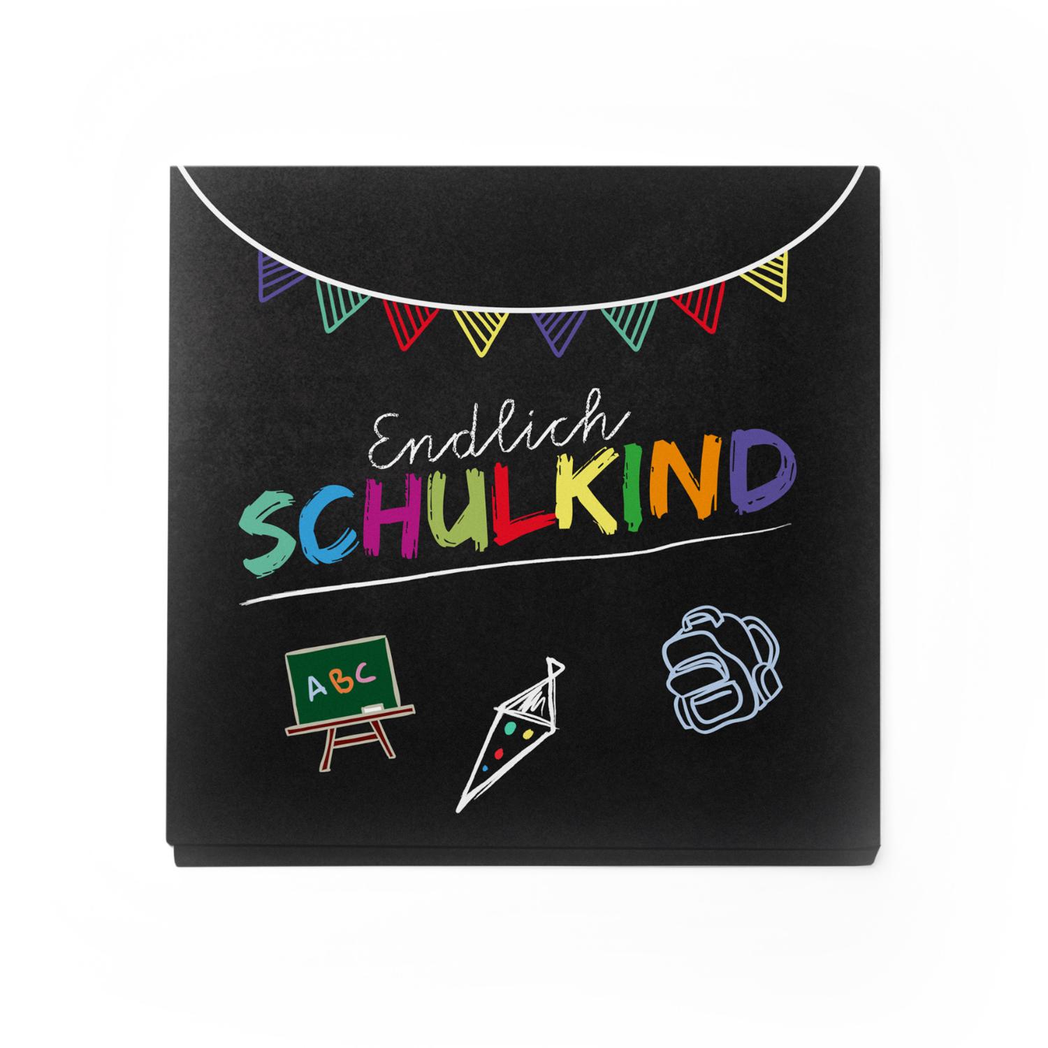 itenga 6x Windlicht + 40x Servietten - Schulkind - schwarz