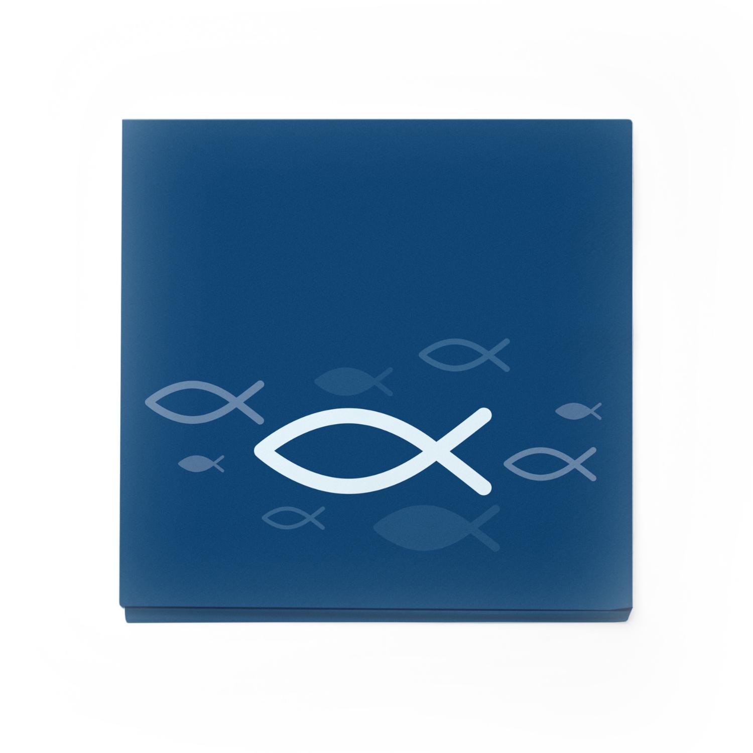 itenga 6x Windlicht + 40x Servietten - Fisch - blau wei�