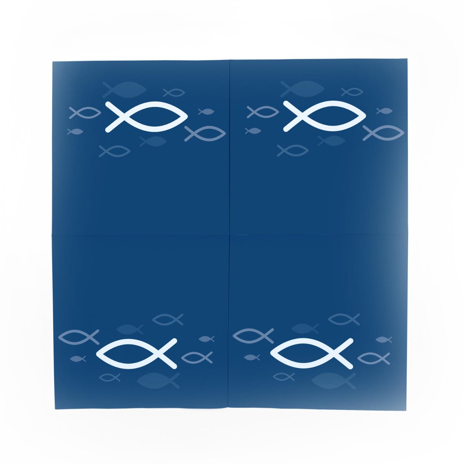 itenga 6x Windlicht + 40x Servietten - Fisch - blau wei�