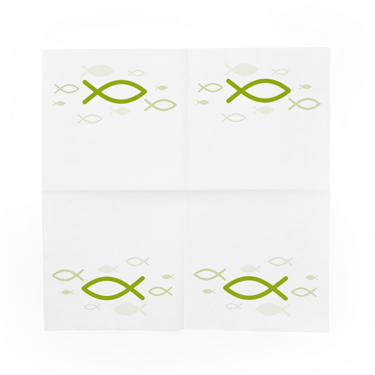 itenga 6x Windlicht + 40x Servietten - Fisch - wei� fr�h...