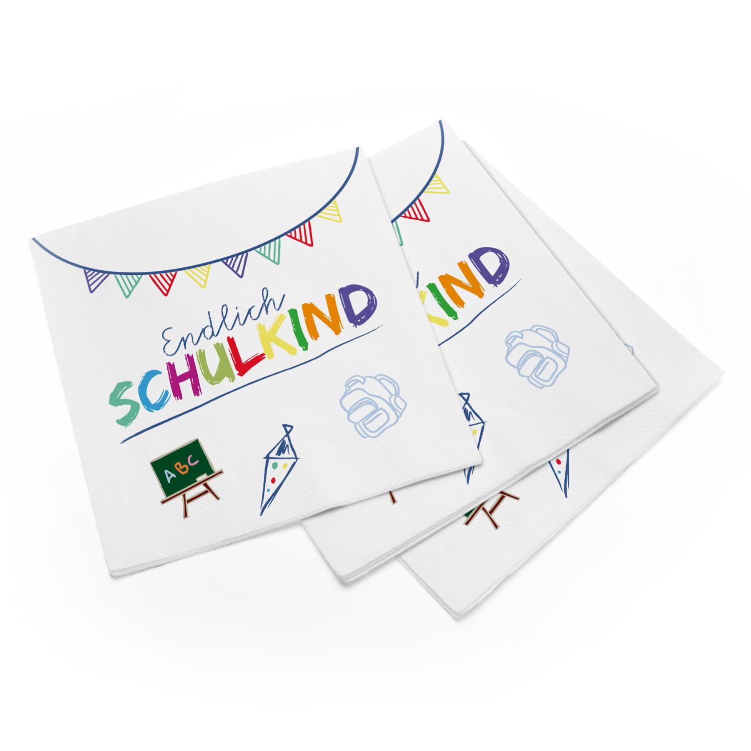 itenga 6x Windlicht + 40x Servietten - Schulkind - wei�