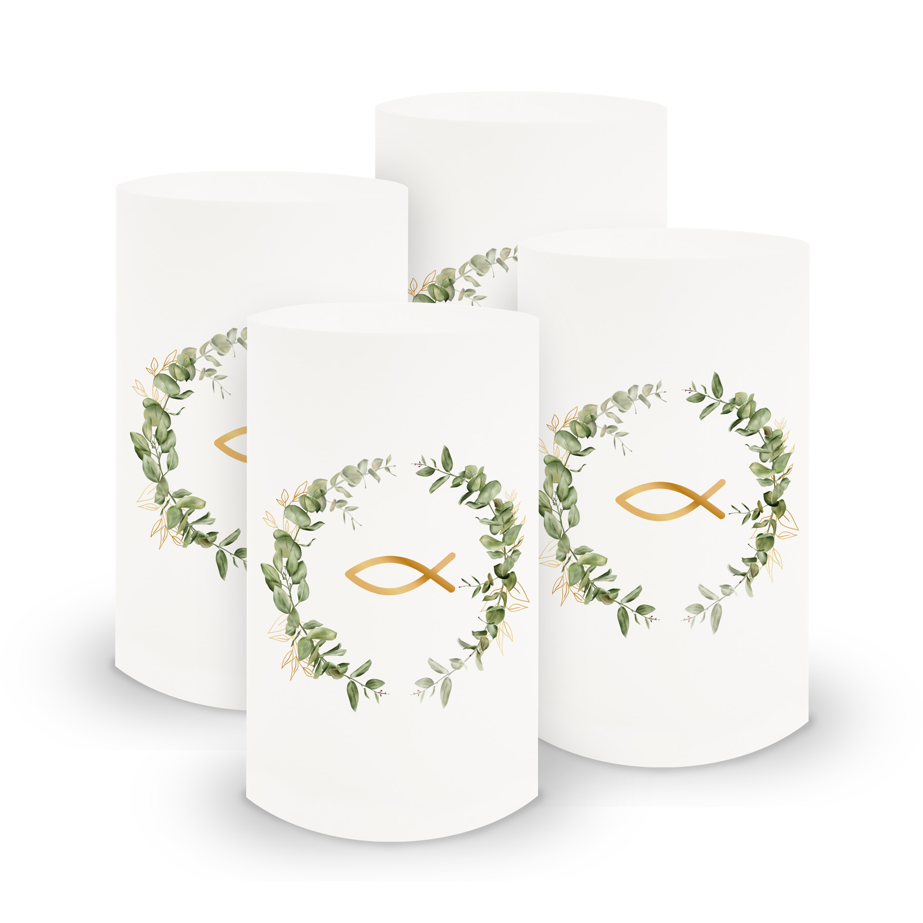 itenga 6x Windlicht + 40x Servietten - Fisch - Eukalyptu...